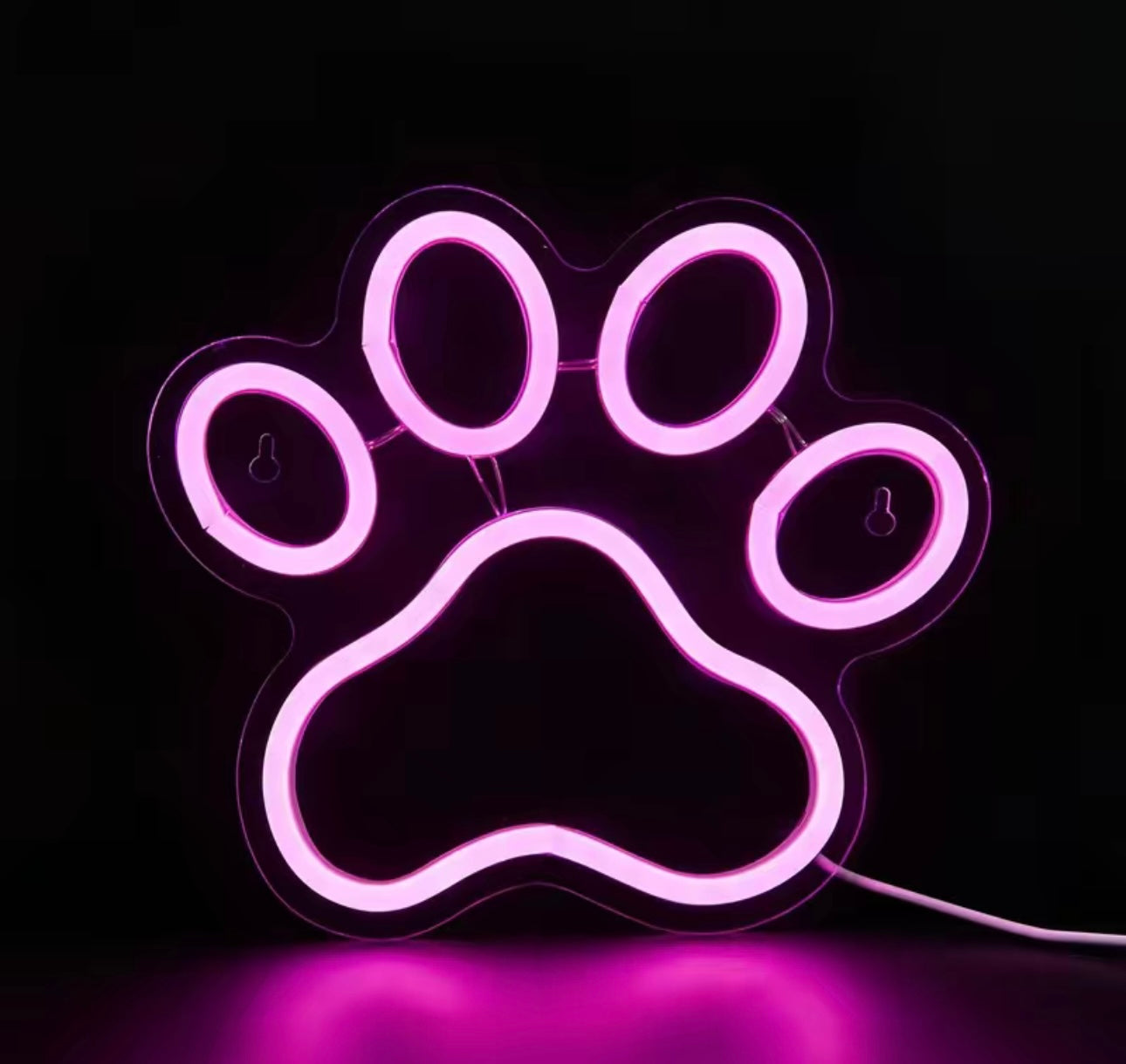 Leuchtende Hundepfote in Pink